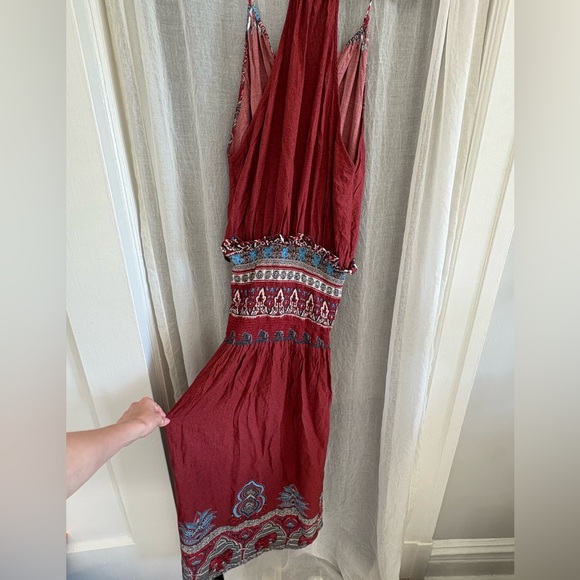 Farm Rio Red Blue Bohemian Drop Waist Maxi Dress size Medium - Picture 7 of 11